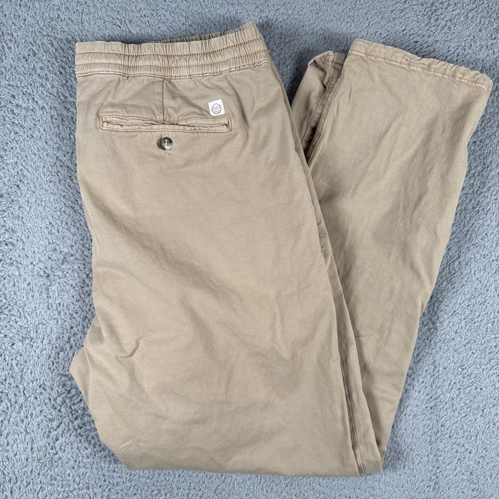Marine Layer Saturday Relaxed Fit Twill Pant Mens XL (38x31) Tan Slim Fit